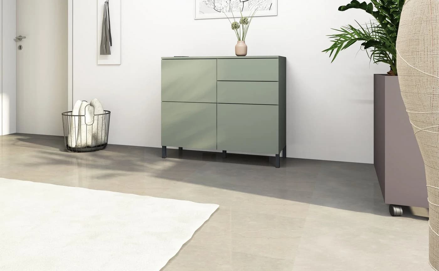 Kommode Haama borchardt Möbel Grifflos Metallfüße Salbeigrün - Bild 4
