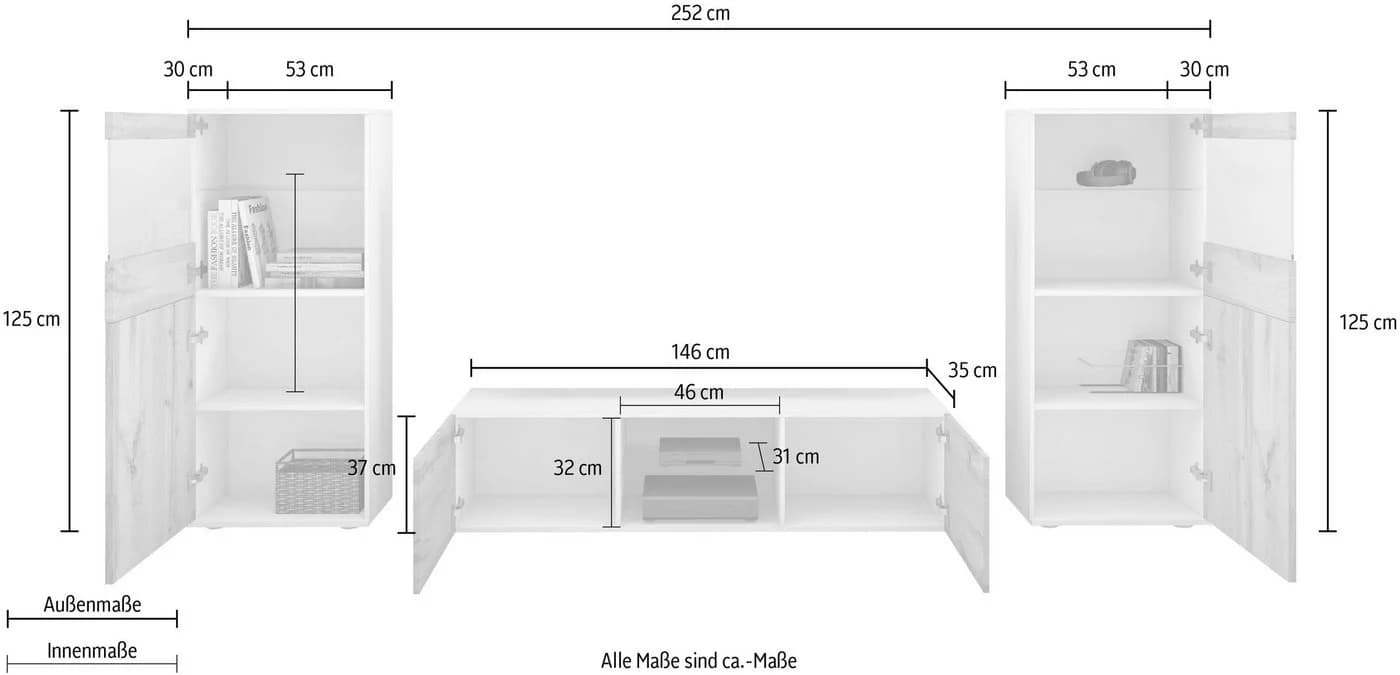 Wohnwand Scala 3-tlg. Kaschmir borchardt Möbel - Bild 5