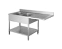GastroHero Arbeitstisch Spülbecken Edelstahl 160 cm 2 Becken links Ablage Bild 2