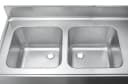 GastroHero Arbeitstisch Spülbecken Edelstahl 160 cm 2 Becken links Ablage Bild 3