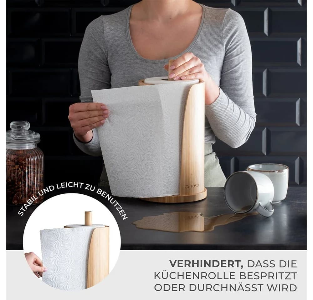 Exitoso Küchenrollenhalter Bambus Dunkelbraun Freistehend - Bild 4