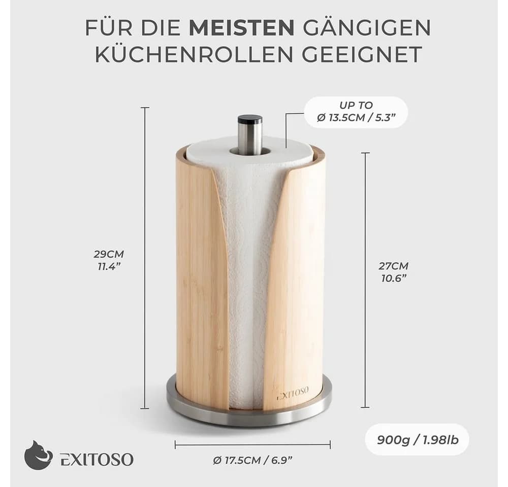 Exitoso Küchenrollenhalter Bambus Edelstahl - Bild 3