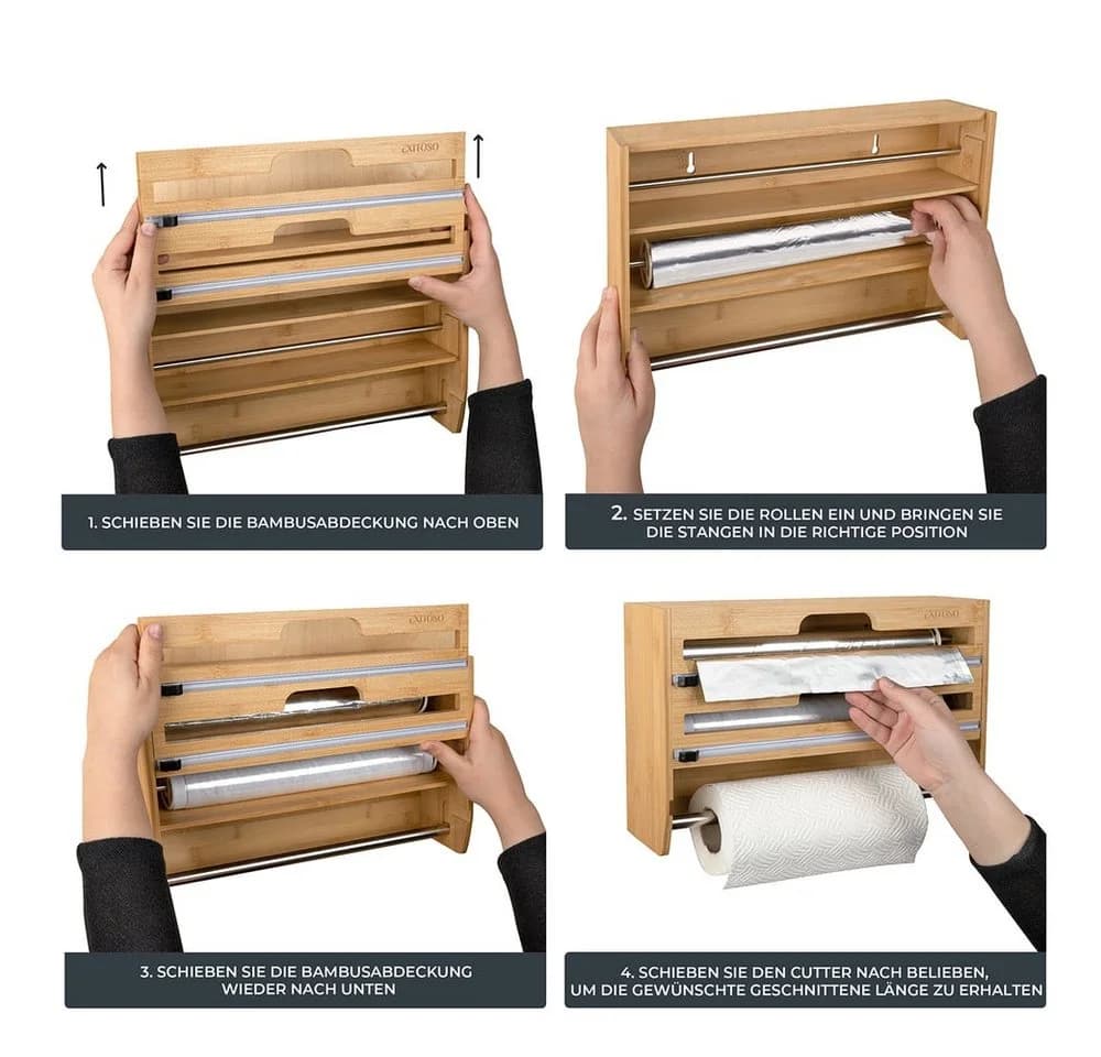 Exitoso Küchenrollenhalter Bambus 3-in-1 ohne Bohren - Bild 4