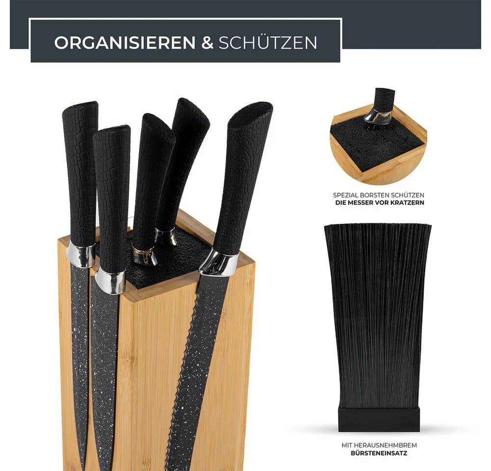Exitoso Messerblock Bambus 360-Grad-Drehbar Magnetisch Braun - Bild 5