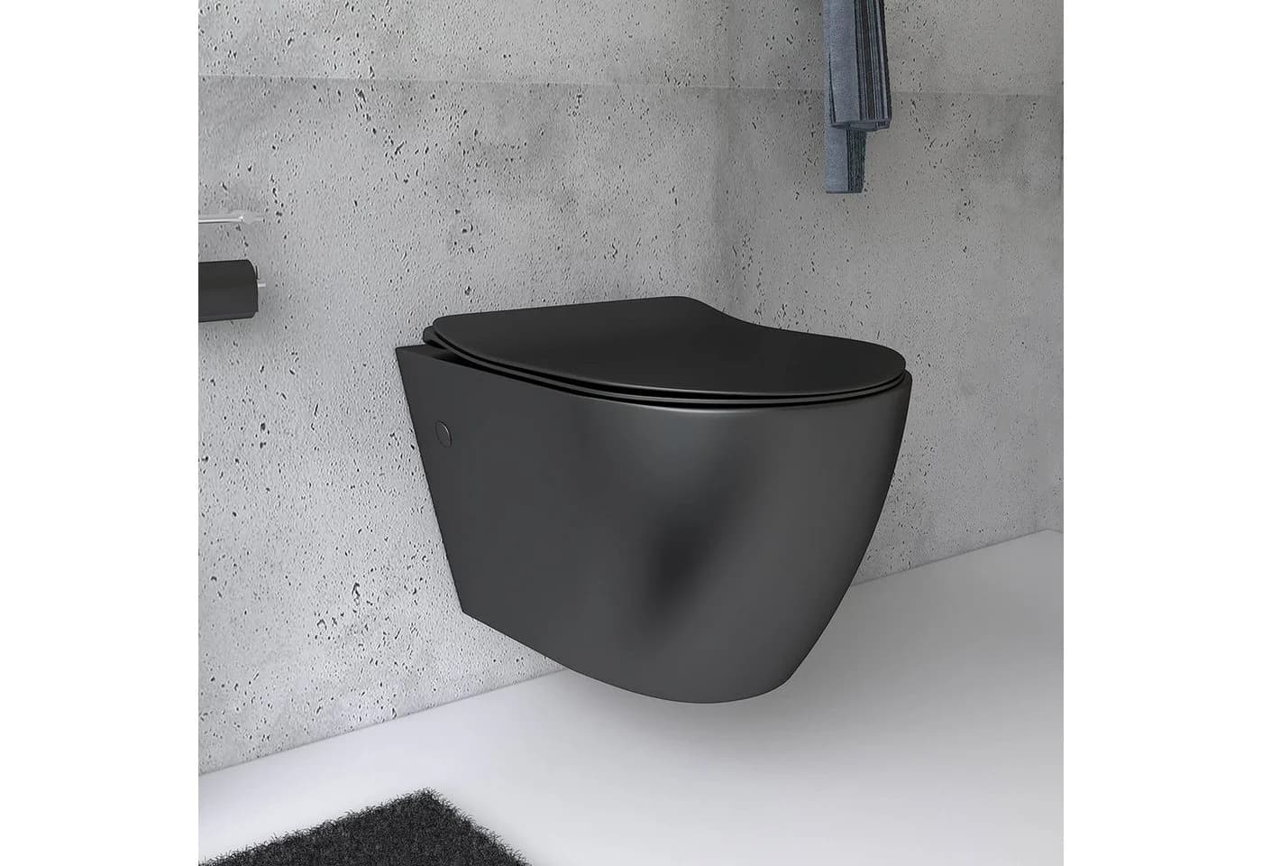 Alpenberger Tiefspül-WC Hänge-WC Set Schwarz Nano-Beschichtung