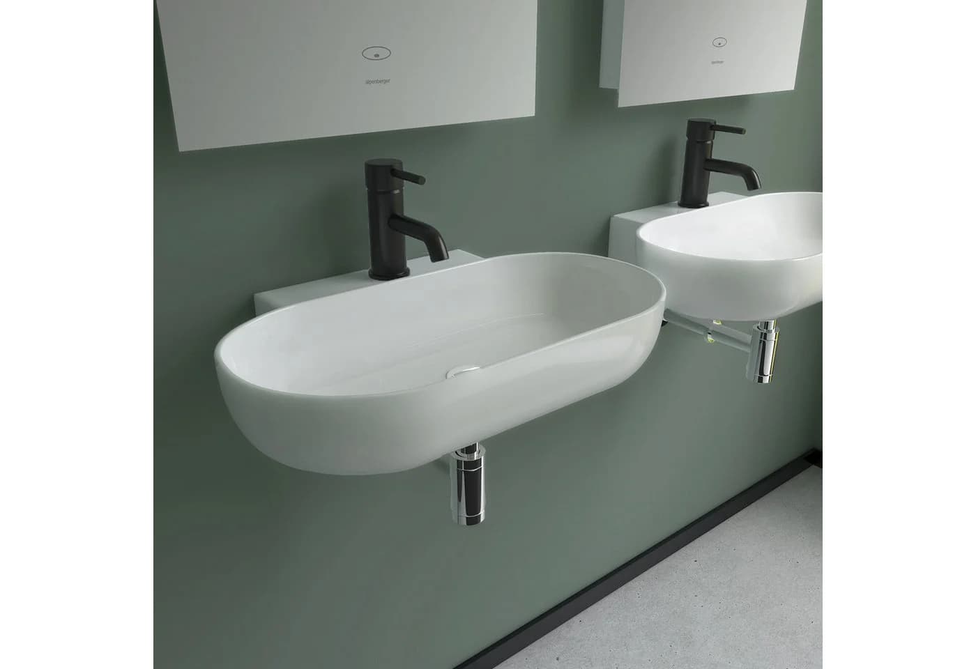 Alpenberger Ovaler Keramikwaschbecken Weiß Nano-Beschichtung Modern - Bild 4