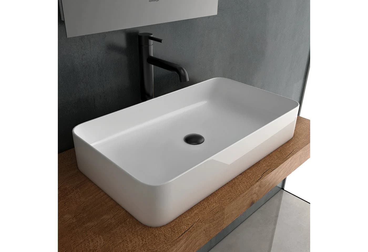 Alpenberger Aufsatzwaschbecken Keramik Weiß Modern - Bild 2