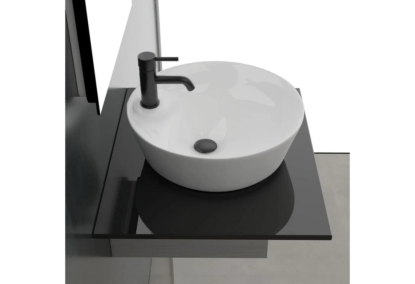 Alpenberger Aufsatzwaschbecken Set 4-tlg. Keramik Nano Schwarz/Weiss - Bild 3