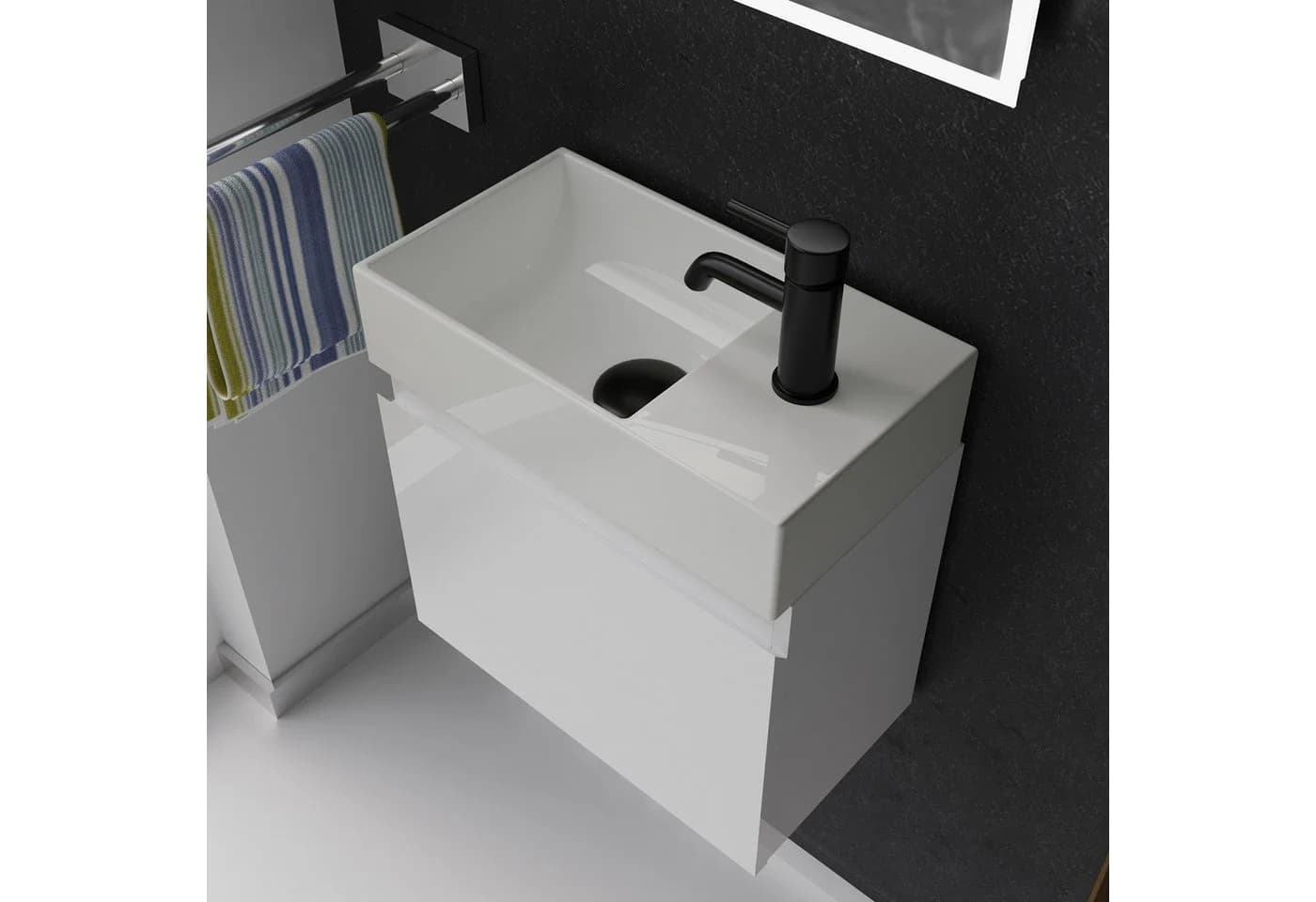 Alpenberger Badmöbel-Set mit Keramik-Waschbecken und Unterschrank, Weiß, 45 cm - Bild 3