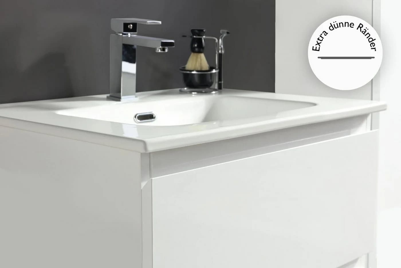 Alpenberger Waschtisch Weiß Keramik Aufsatzwaschbecken mit Unterschrank - Bild 4