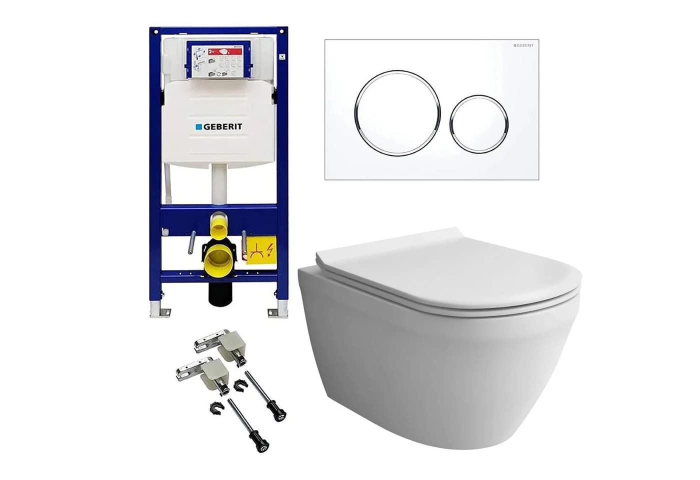 Alpenberger WC-Komplettset - Toilette mit Spülkasten - Vorwandelement WC Set Komplett Geberit, Wandmontage, Spülrandloses WC Wand WC Spülrandlos, Hänge WC mit WC Sitz mit Absenkautomatik - Bild 2