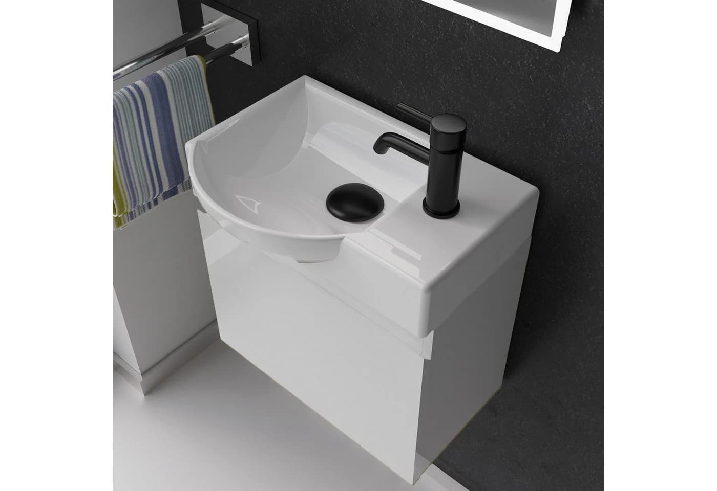 Alpenberger Badmöbel-Set Weiss Glänzend mit Softclose und Keramikbecken - Bild 3