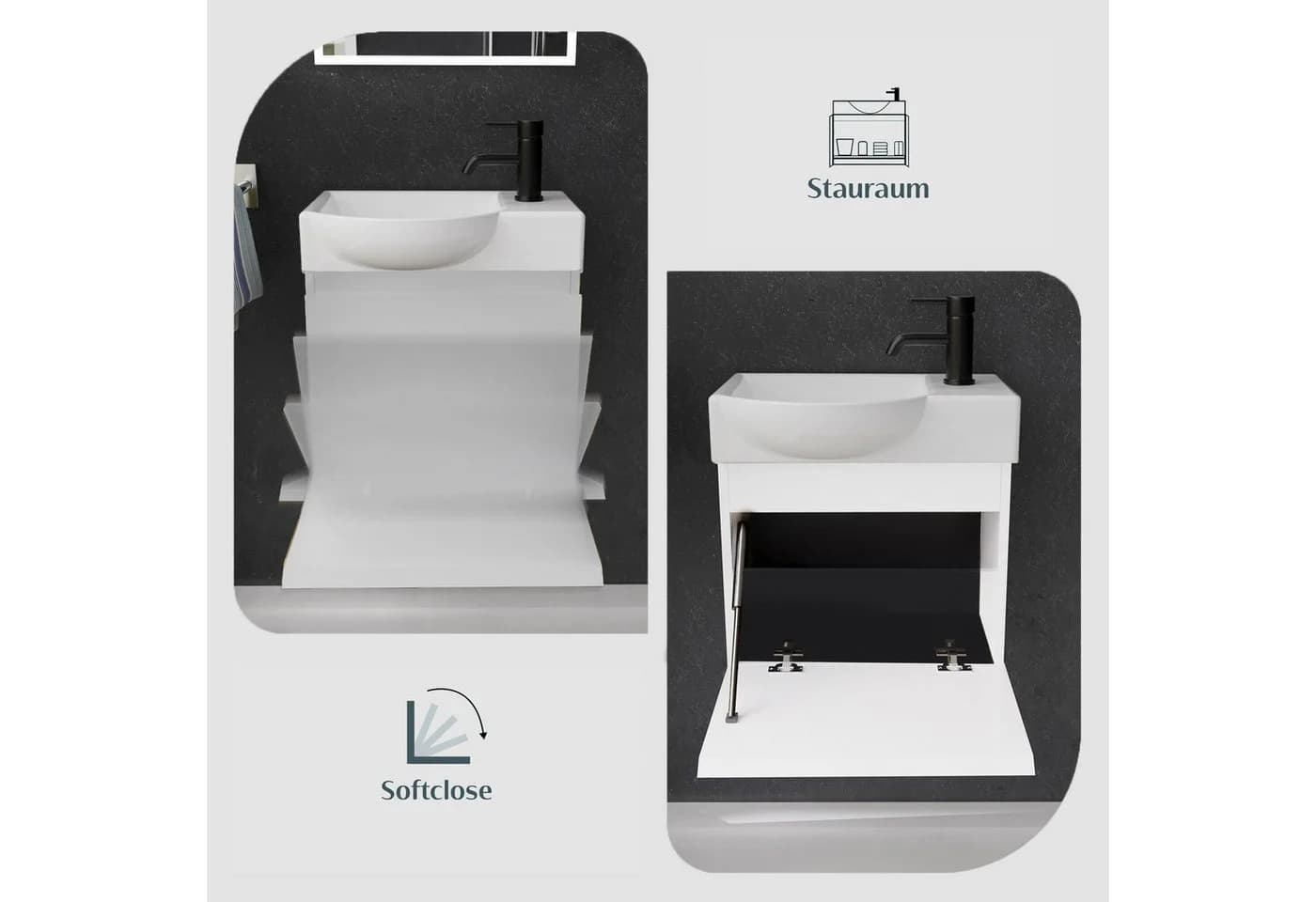 Alpenberger Badmöbel-Set Weiss Glänzend mit Softclose und Keramikbecken - Bild 4