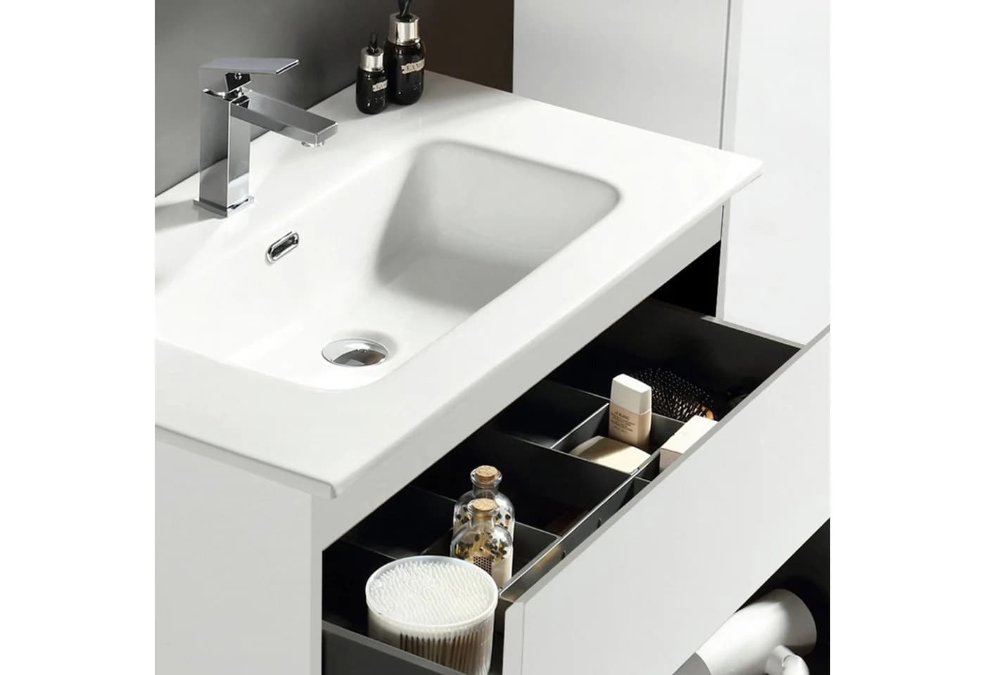 Alpenberger Badmöbel-Set mit Keramik-Waschbecken und Softclose-Schubladen Weiß - Bild 3