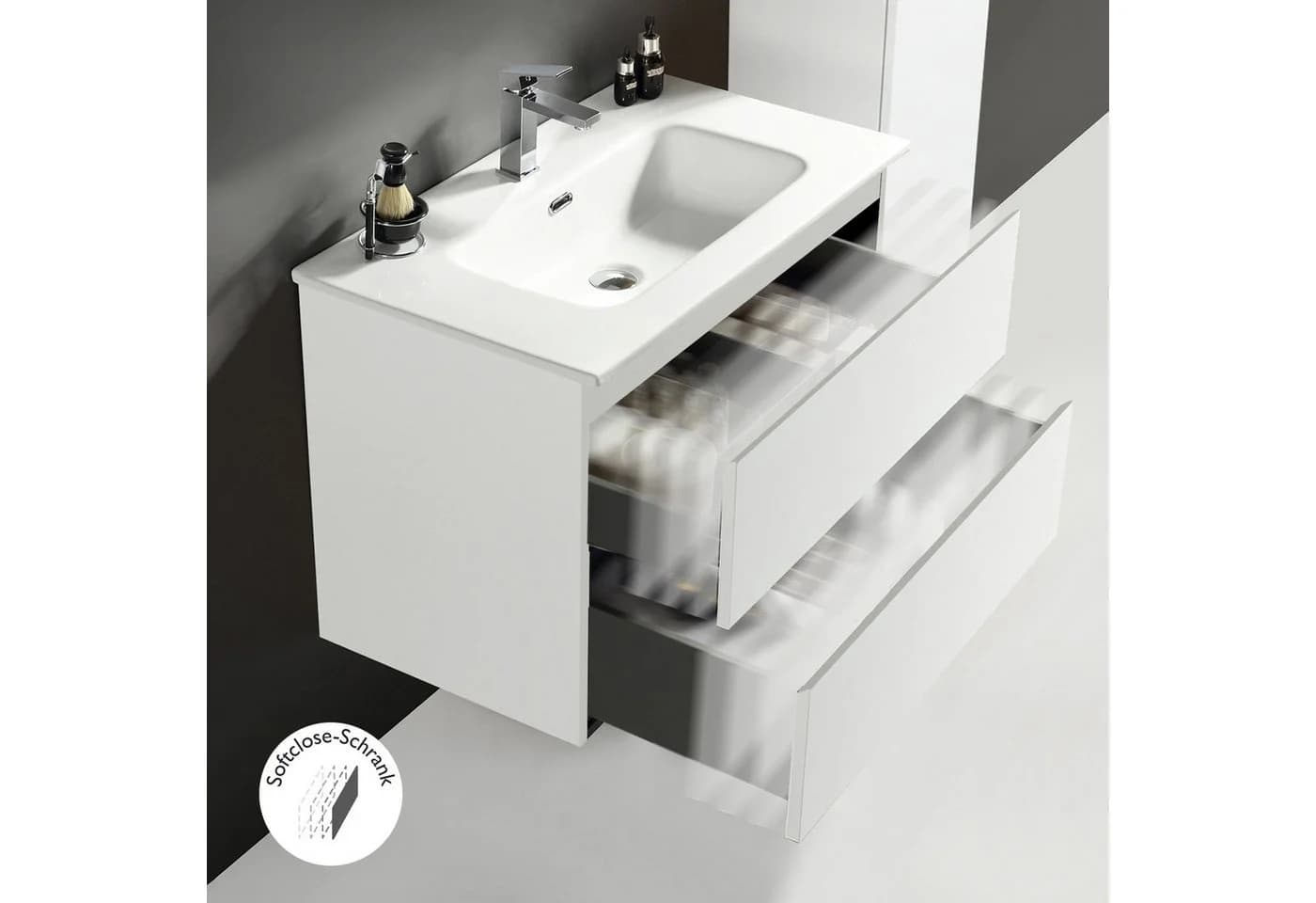 Alpenberger Badmöbel-Set mit Keramik-Waschbecken und Softclose-Schubladen Weiß - Bild 5