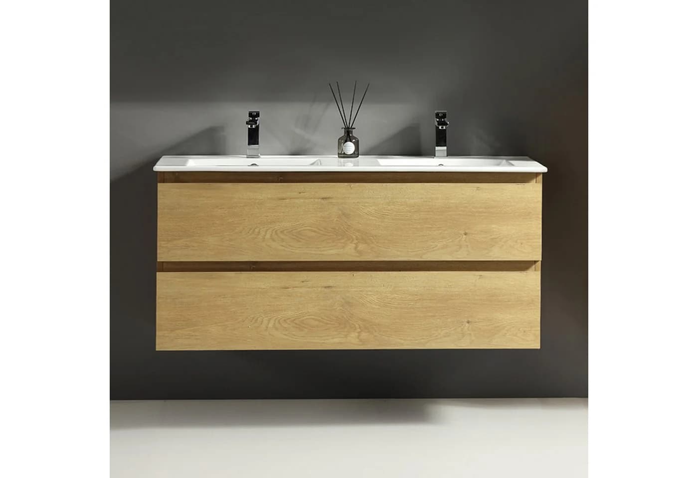Alpenberger Doppelwaschtisch 120 cm mit Unterschrank Eiche Natur - Bild 3