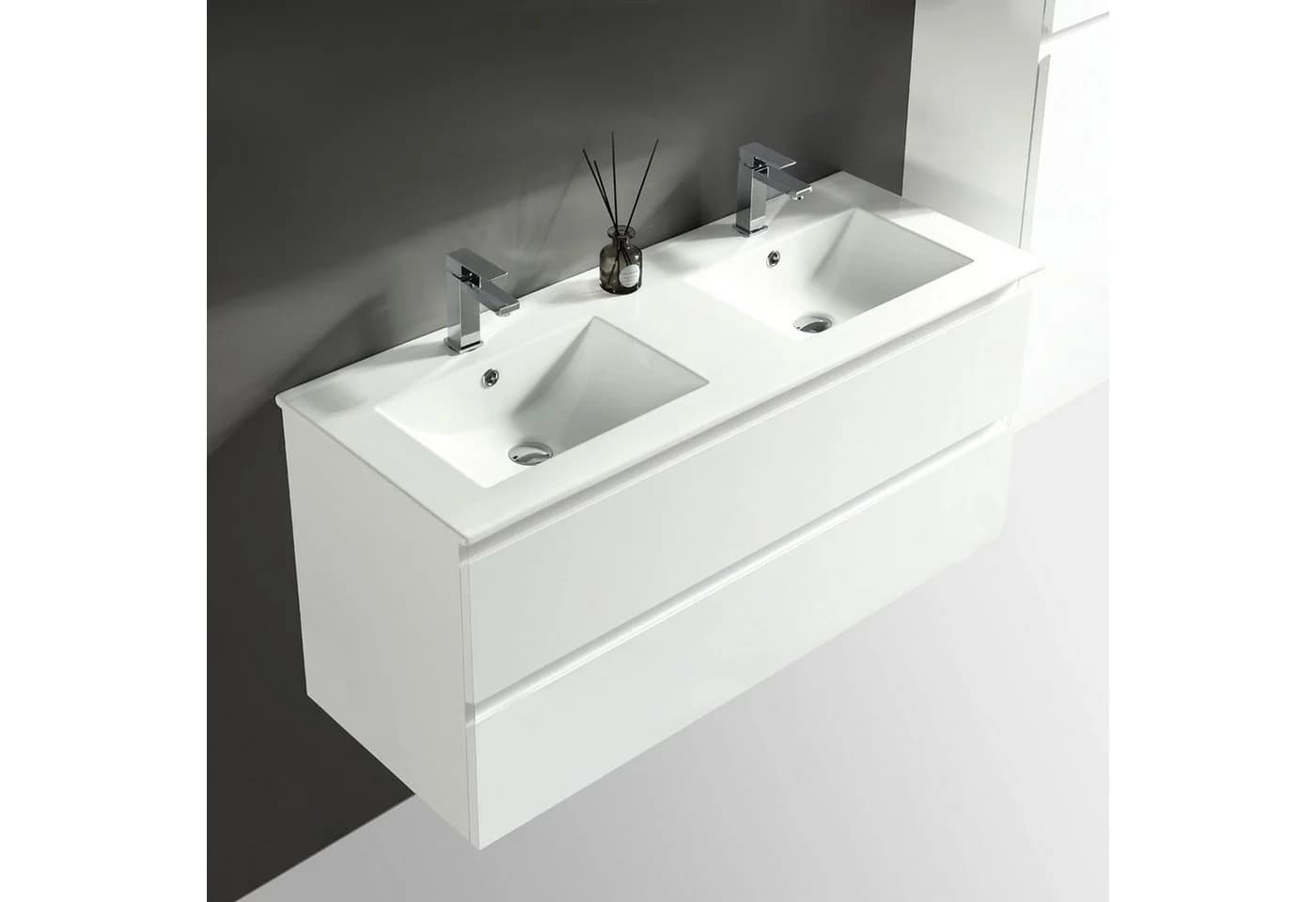 Alpenberger Badezimmer-Set Doppelwaschtisch 120 cm Weiß Glänzend - Bild 2