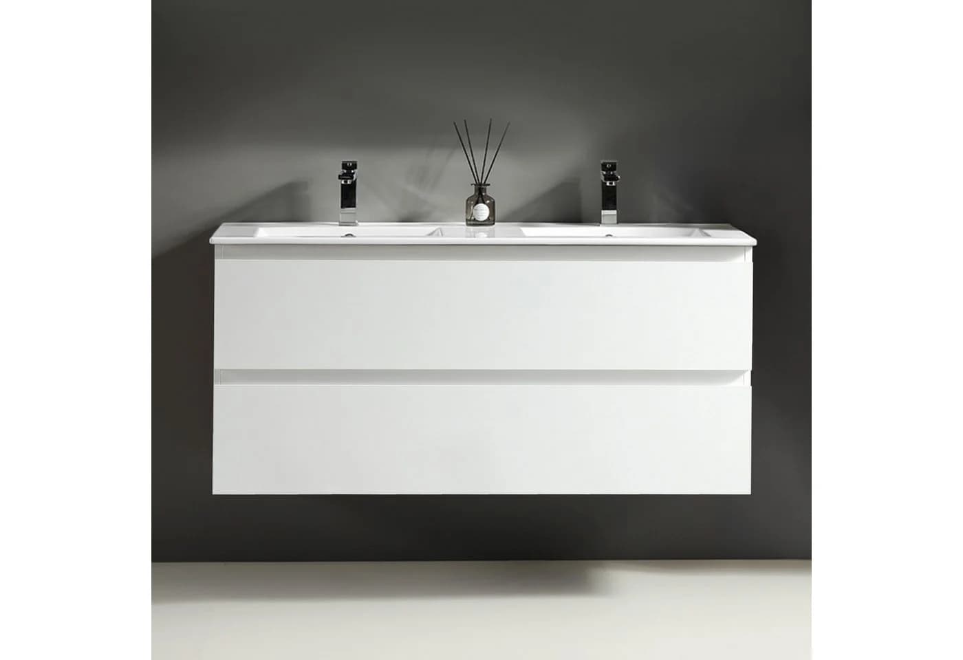 Alpenberger Badezimmer-Set Doppelwaschtisch 120 cm Weiß Glänzend - Bild 3