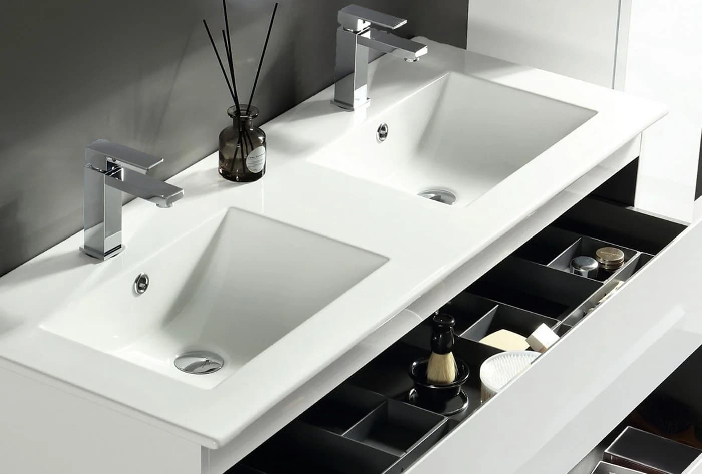 Alpenberger Badezimmer-Set Doppelwaschtisch 120 cm Weiß Glänzend - Bild 5