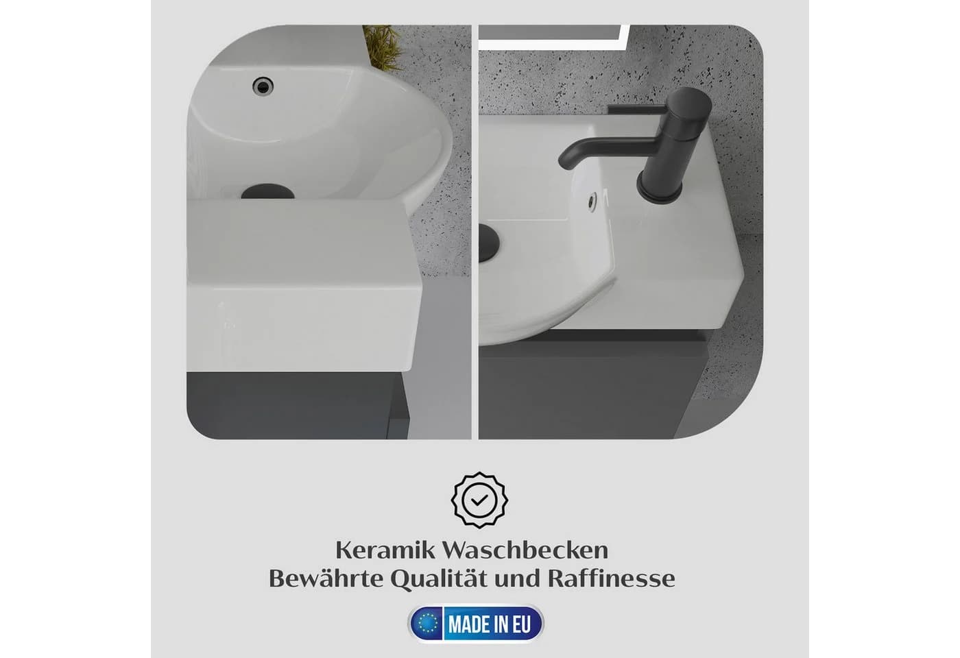 Alpenberger Badmöbel-Set 3-tlg. mit Spiegel und Beleuchtung Anthrazit Matt - Bild 5