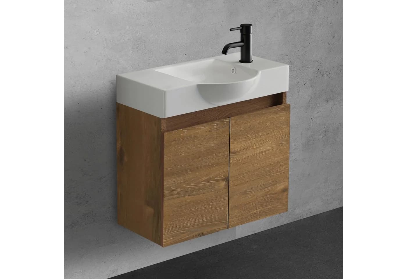Alpenberger Badmöbel-Set Eiche 55 cm mit Softclose-Schrank - Bild 2