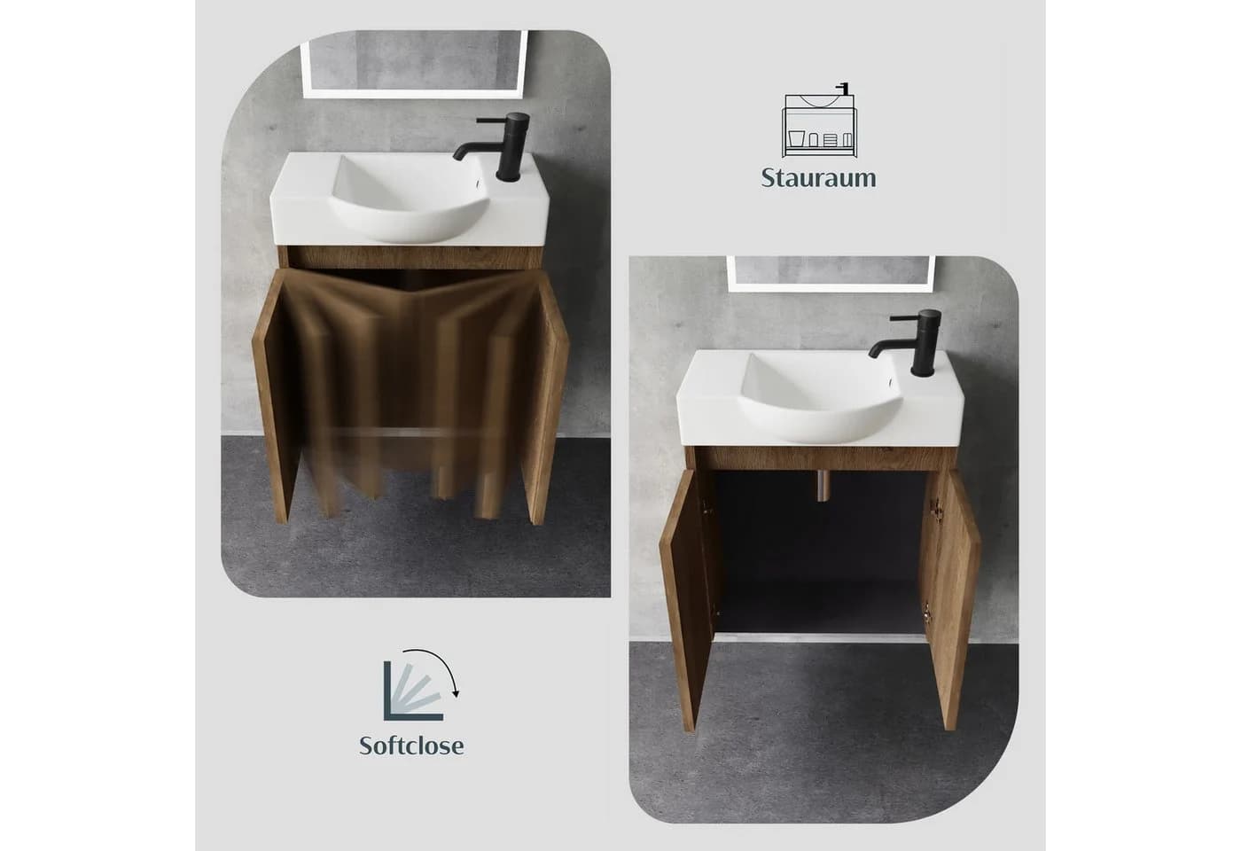 Alpenberger Badmöbel-Set Eiche 55 cm mit Softclose-Schrank - Bild 4