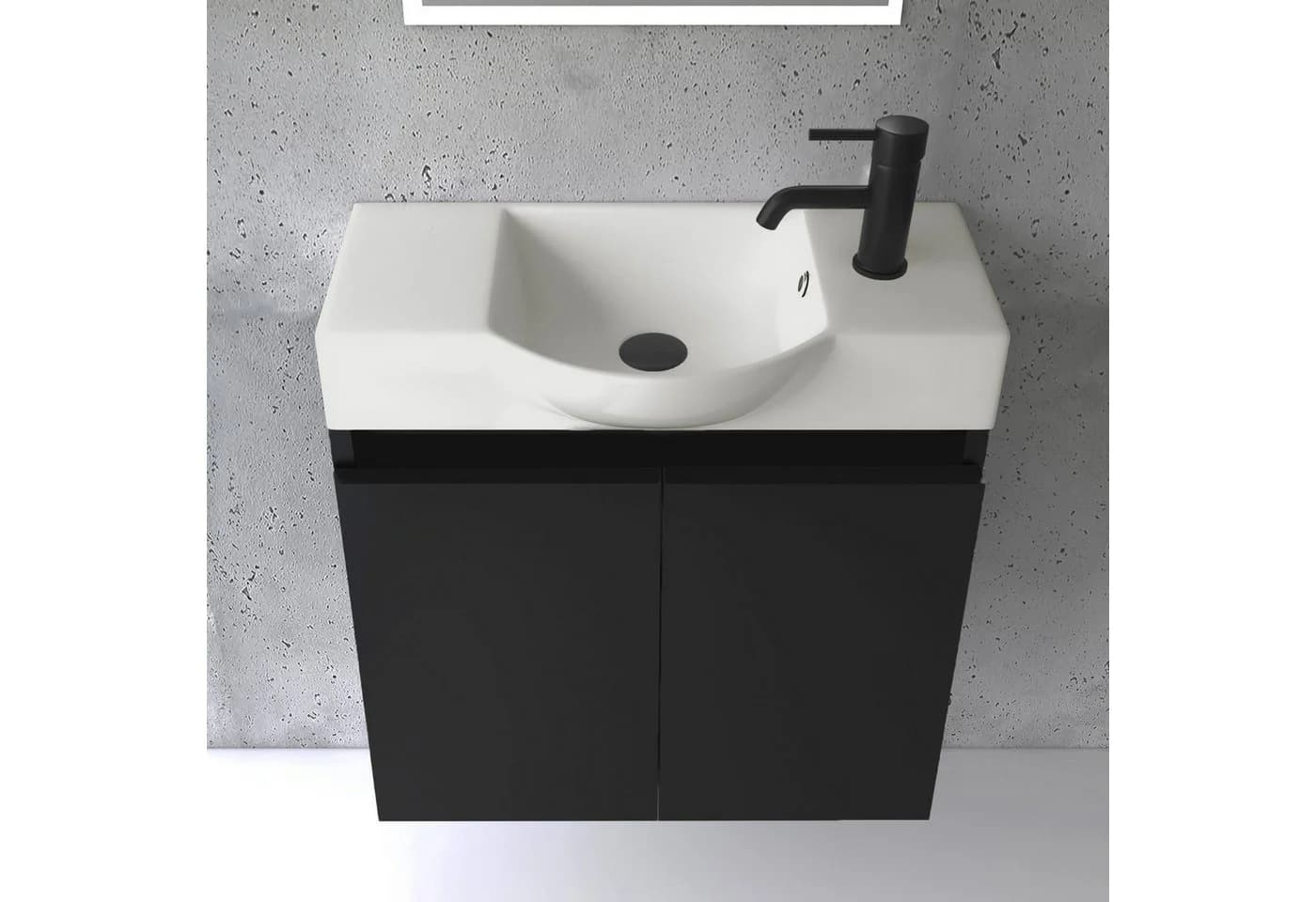 Alpenberger Badmöbel-Set 55 cm Schwarz Matt mit Softclose