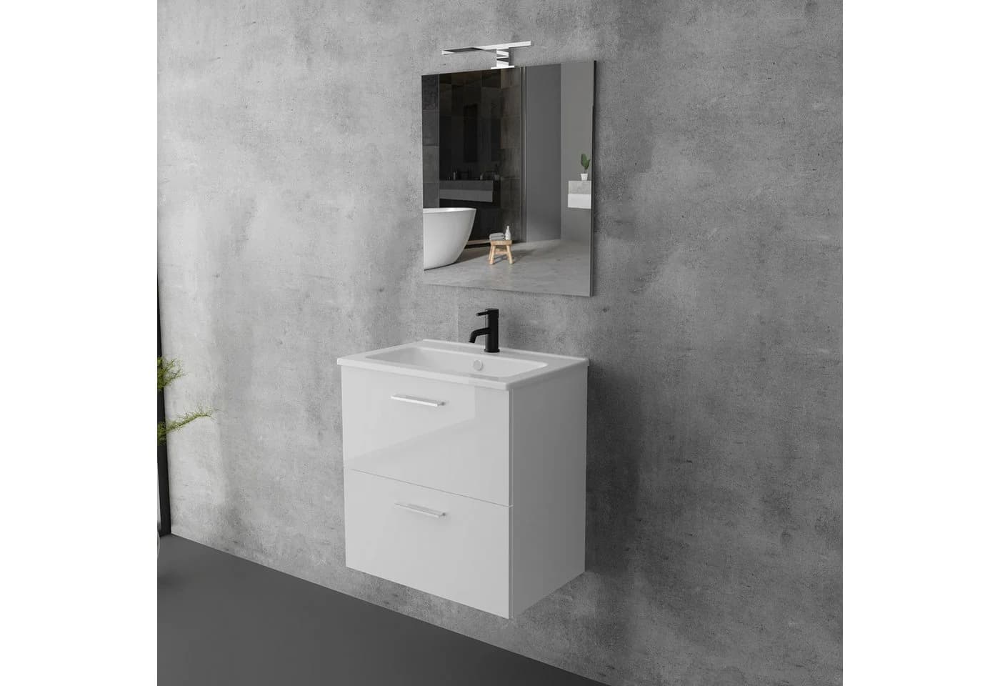 Vitra Badmöbel-Set mit Waschbecken und LED-Badspiegel