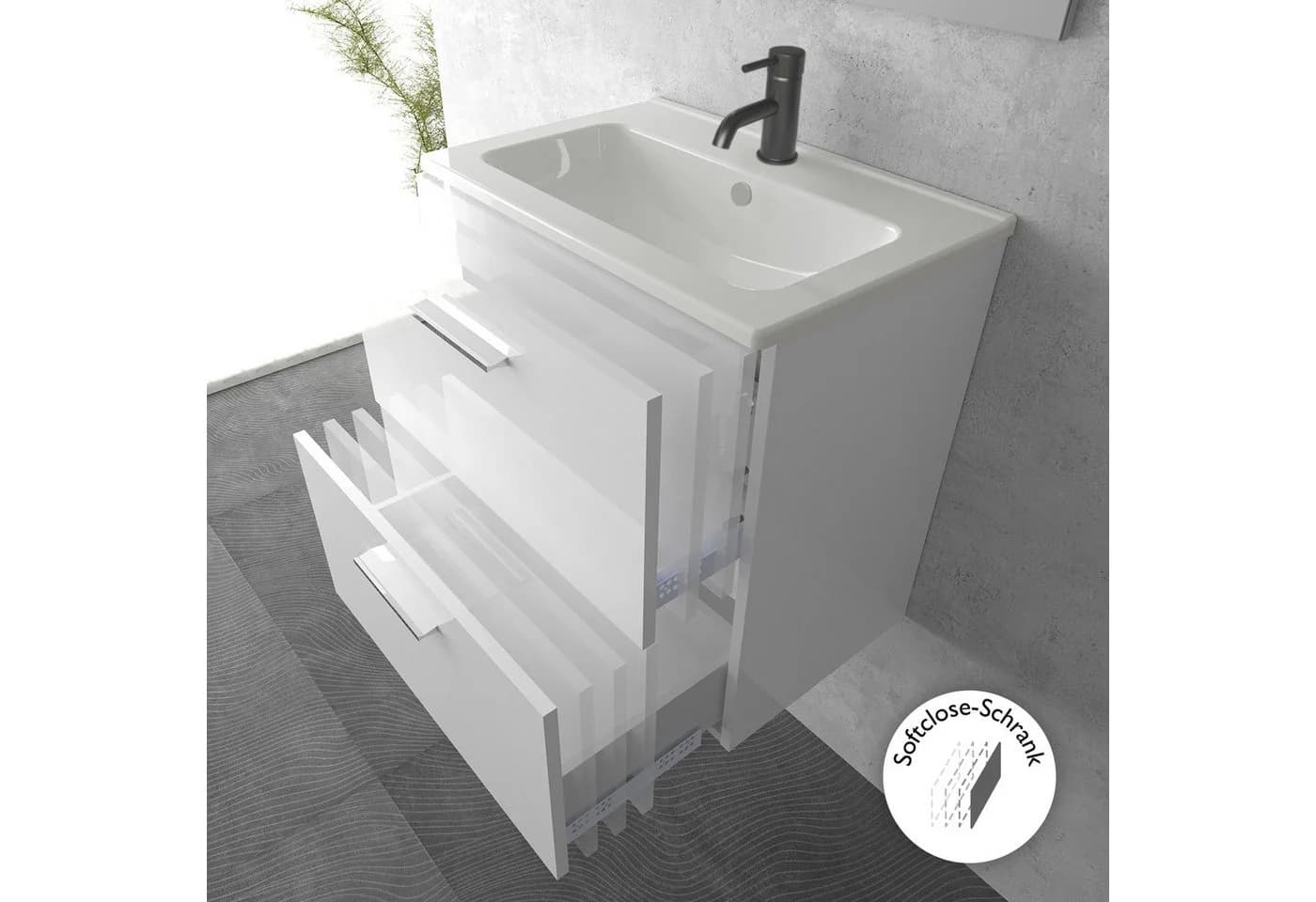 Vitra Badmöbel-Set mit Waschbecken und LED-Badspiegel - Bild 5