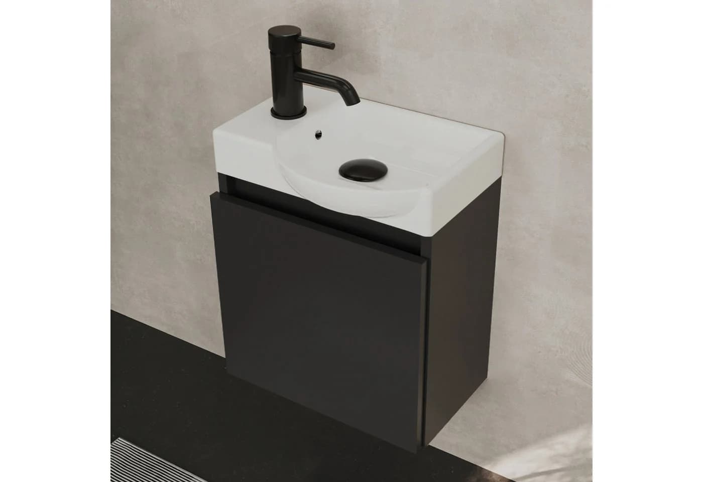 Alpenberger Badmöbel-Set mit Keramik-Waschbecken, Schwarz Matt - Bild 2
