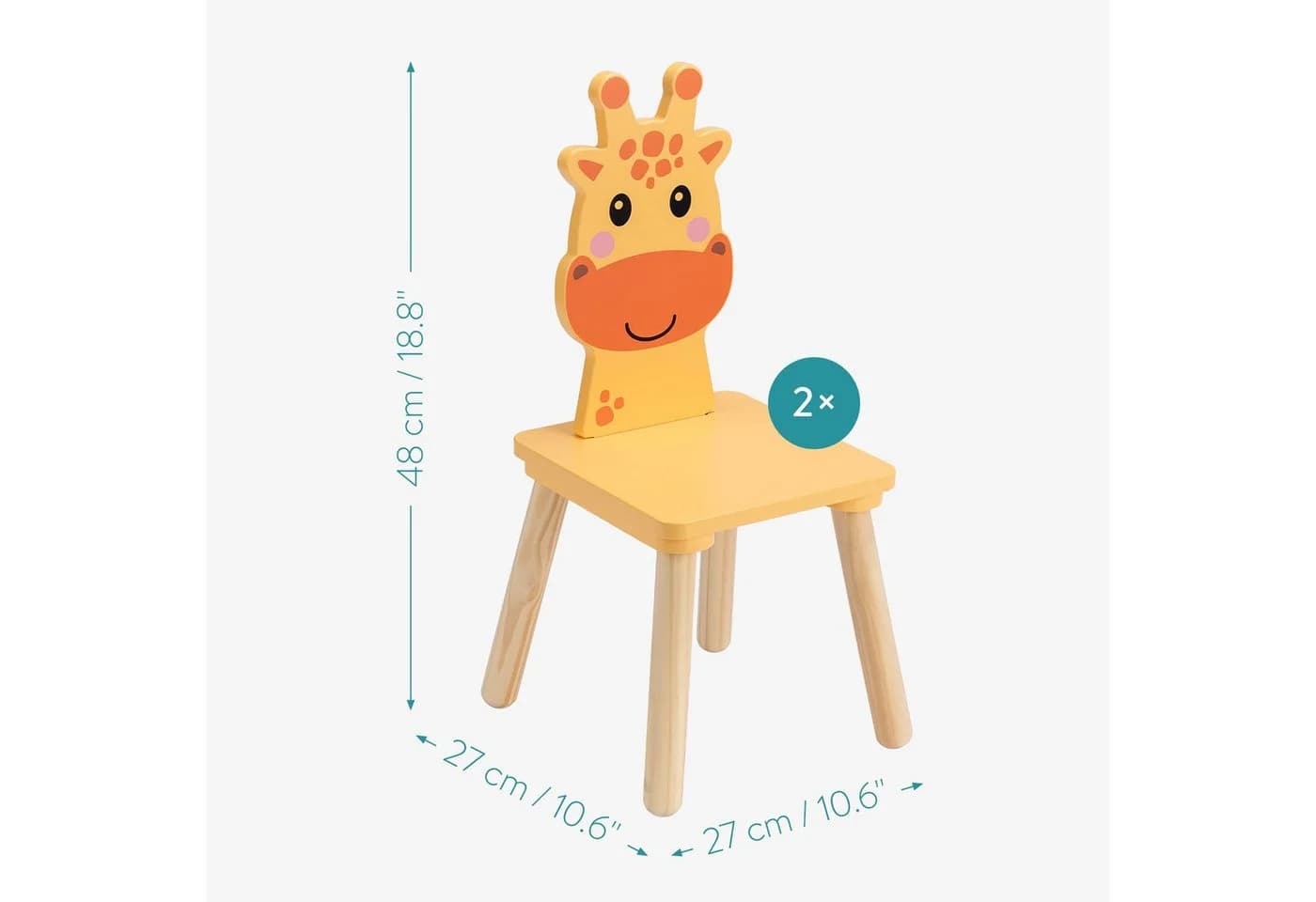 Navaris Kindersitzgruppe Giraffe aus Holz Orange/Weiß - Bild 5