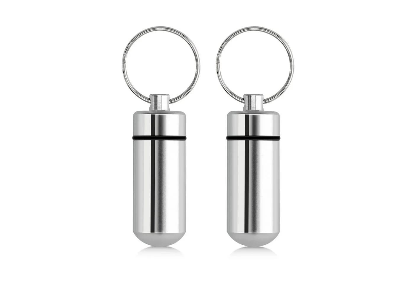 kwmobile Pillendose 2x Metall Aluminium Silber Schraubverschluss - Bild 2