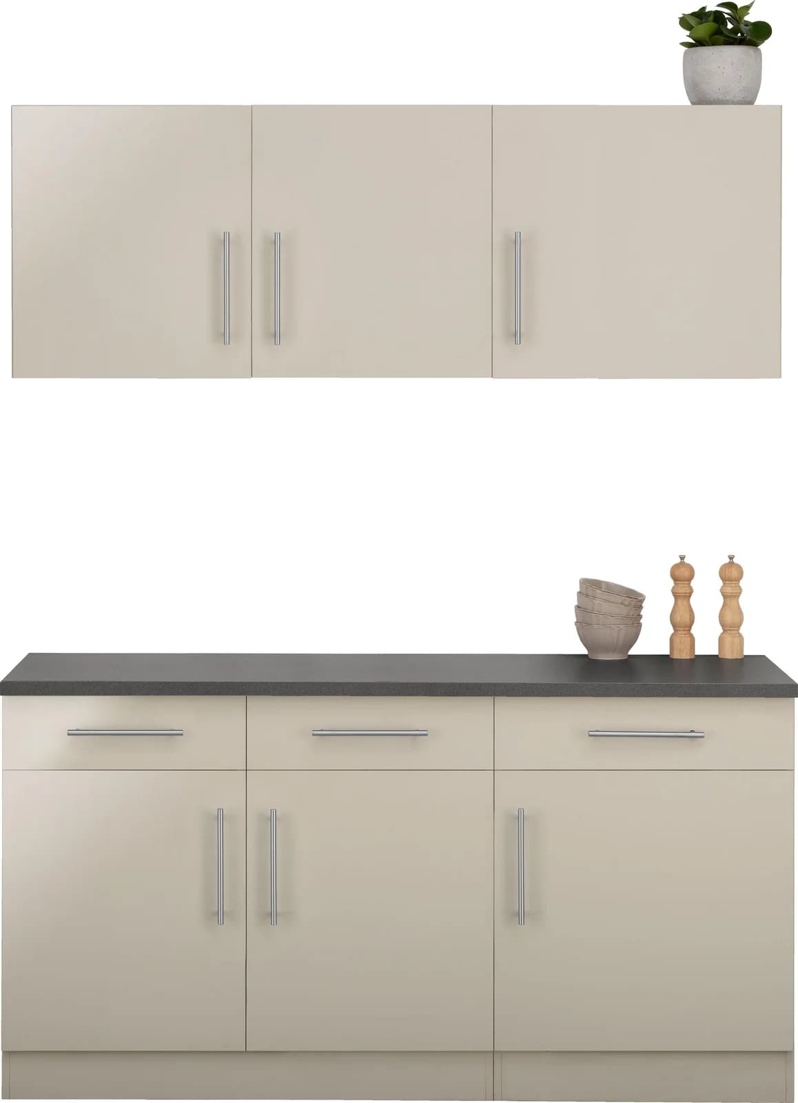 WIHO KÜCHEN Cali Pantryküche Beige Grau 160cm