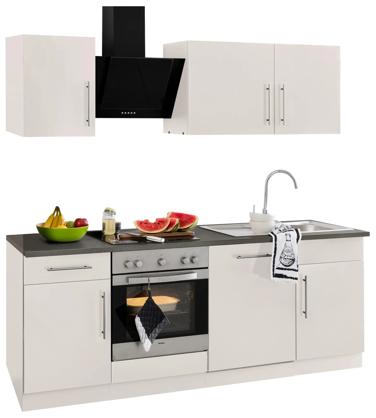 Wiho-Küchen Küchenzeile Cali Beige Granit Arbeitsplatte