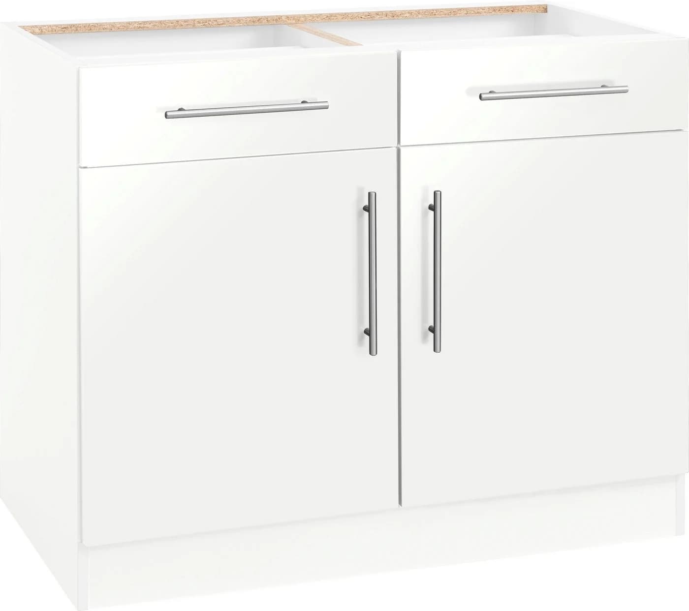 Wiho Küchen Unterschrank Cali Weiß Glanz 100 cm - Bild 3