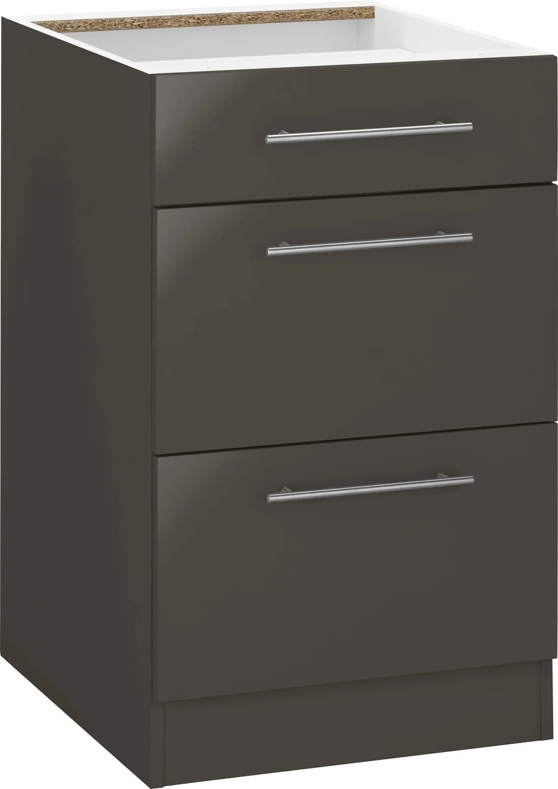WIHO KÜCHEN Cali Unterschrank Anthrazit Glanz 50cm