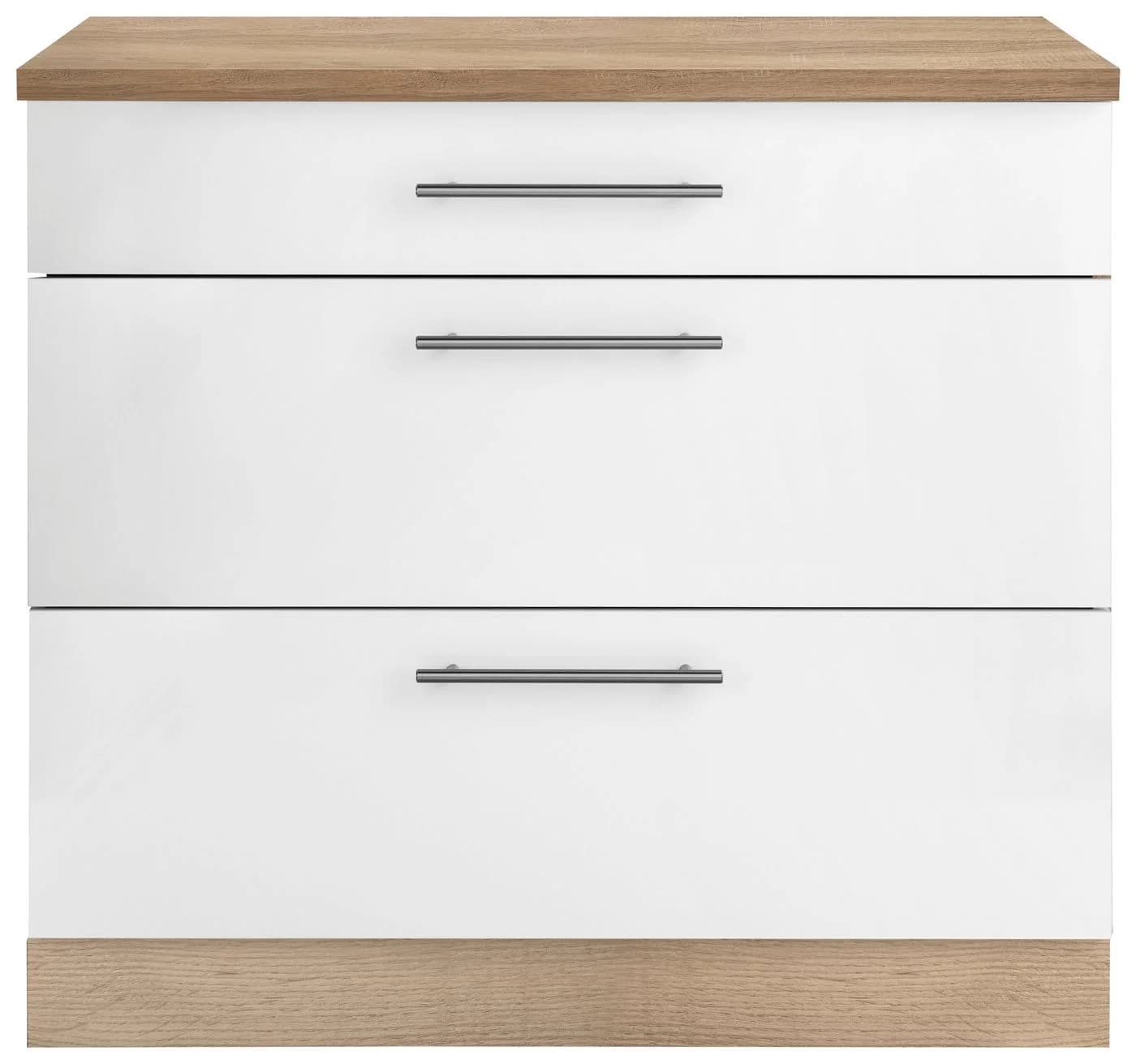 Wiho Küchen Unterschrank Cali Weiß Matt Eichefarben 90cm - Bild 2