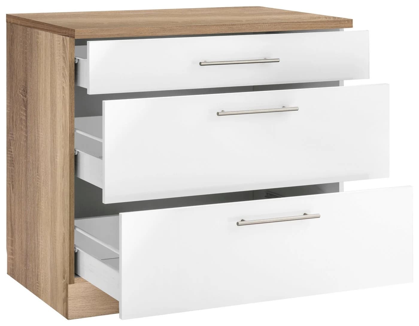 Wiho Küchen Unterschrank Cali Weiß Matt Eichefarben 90cm - Bild 4
