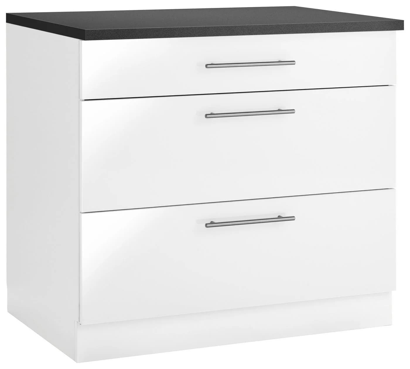 WIHO KÜCHEN Cali Unterschrank Weiß Glanz 90cm mit Granitplatte - Bild 3
