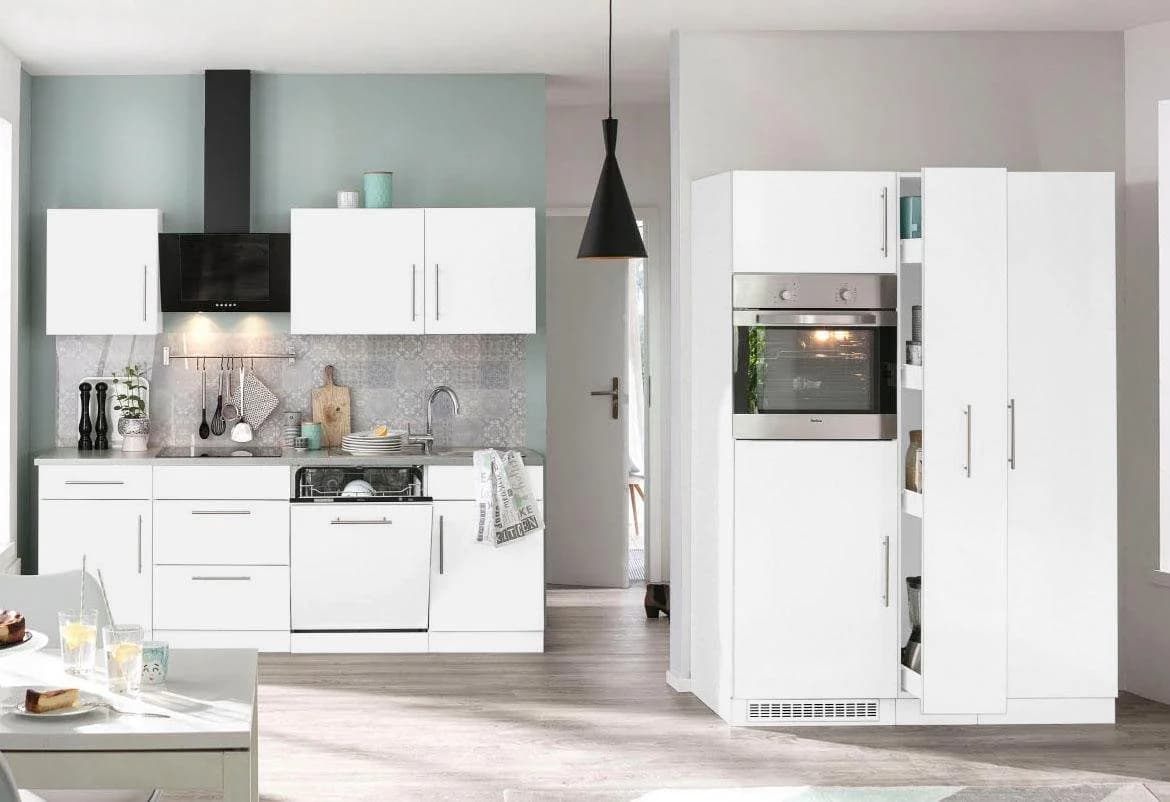 Wiho Küchen Unterschrank Cali Weiß Grau 90cm mit 2 Auszügen