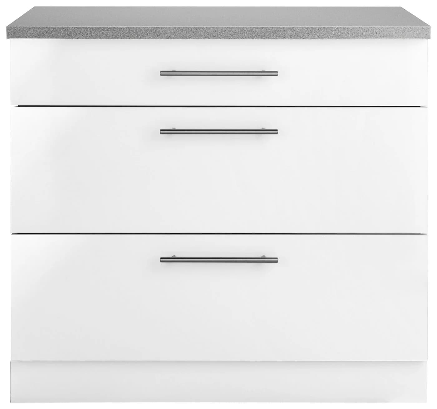 Wiho Küchen Unterschrank Cali Weiß Grau 90cm mit 2 Auszügen - Bild 2