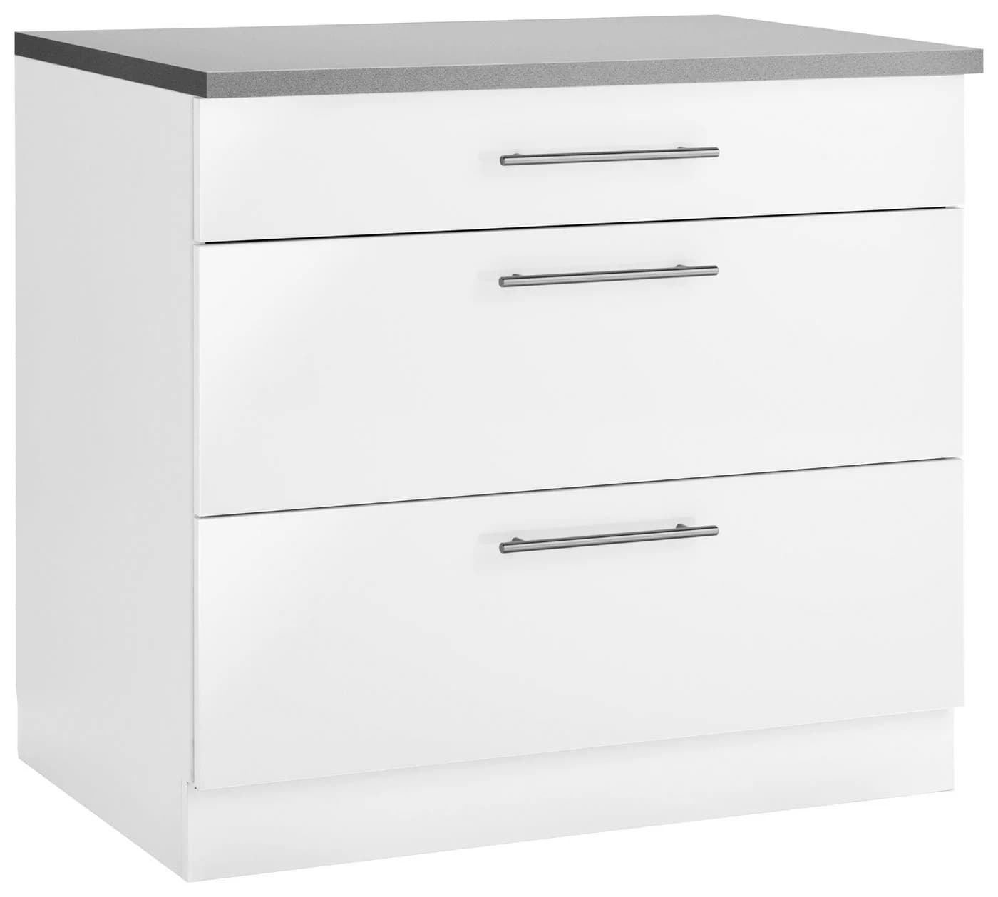 Wiho Küchen Unterschrank Cali Weiß Grau 90cm mit 2 Auszügen - Bild 3