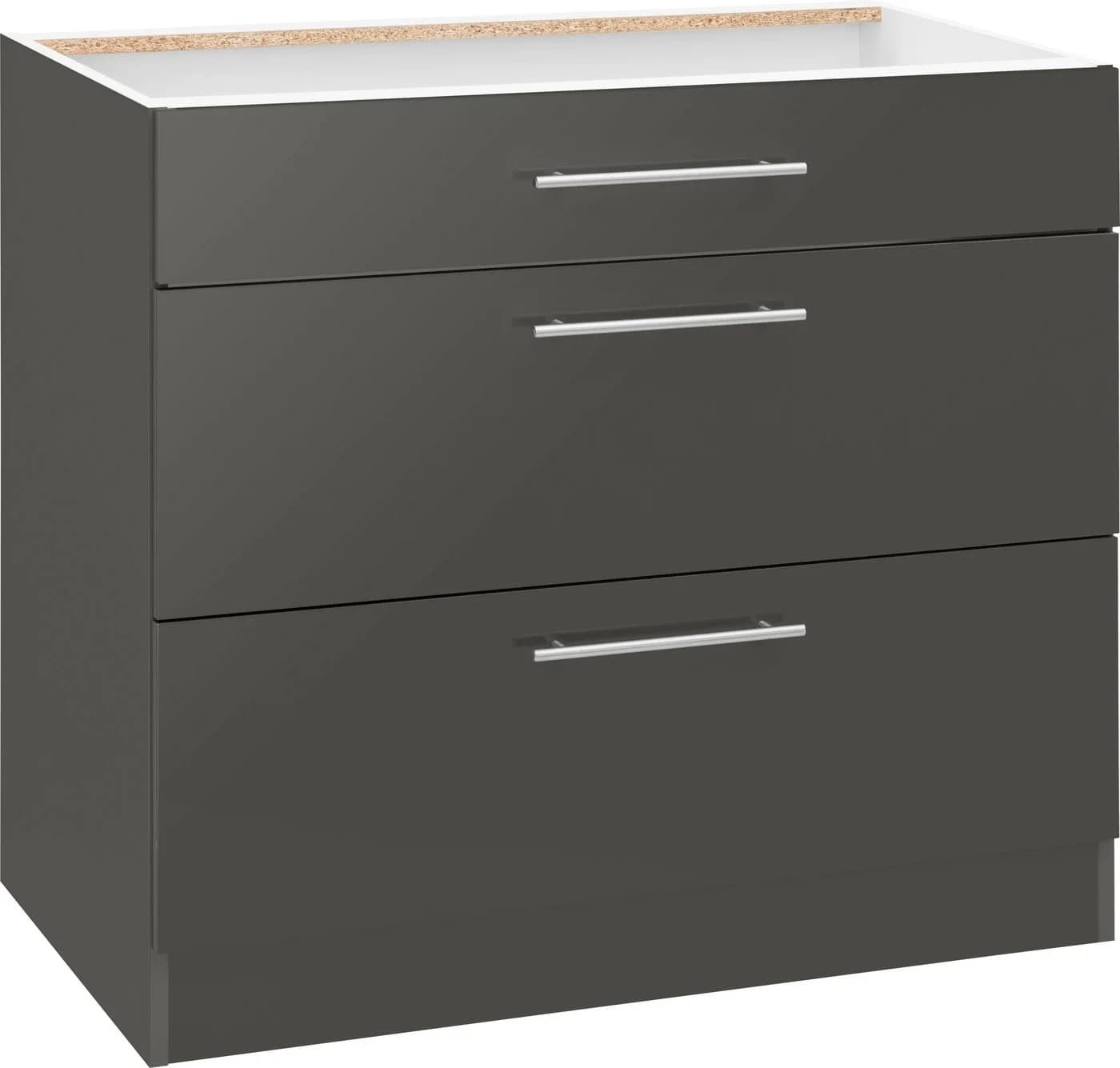 WIHO KÜCHEN Cali Unterschrank Anthrazit Glanz/Matt 90cm