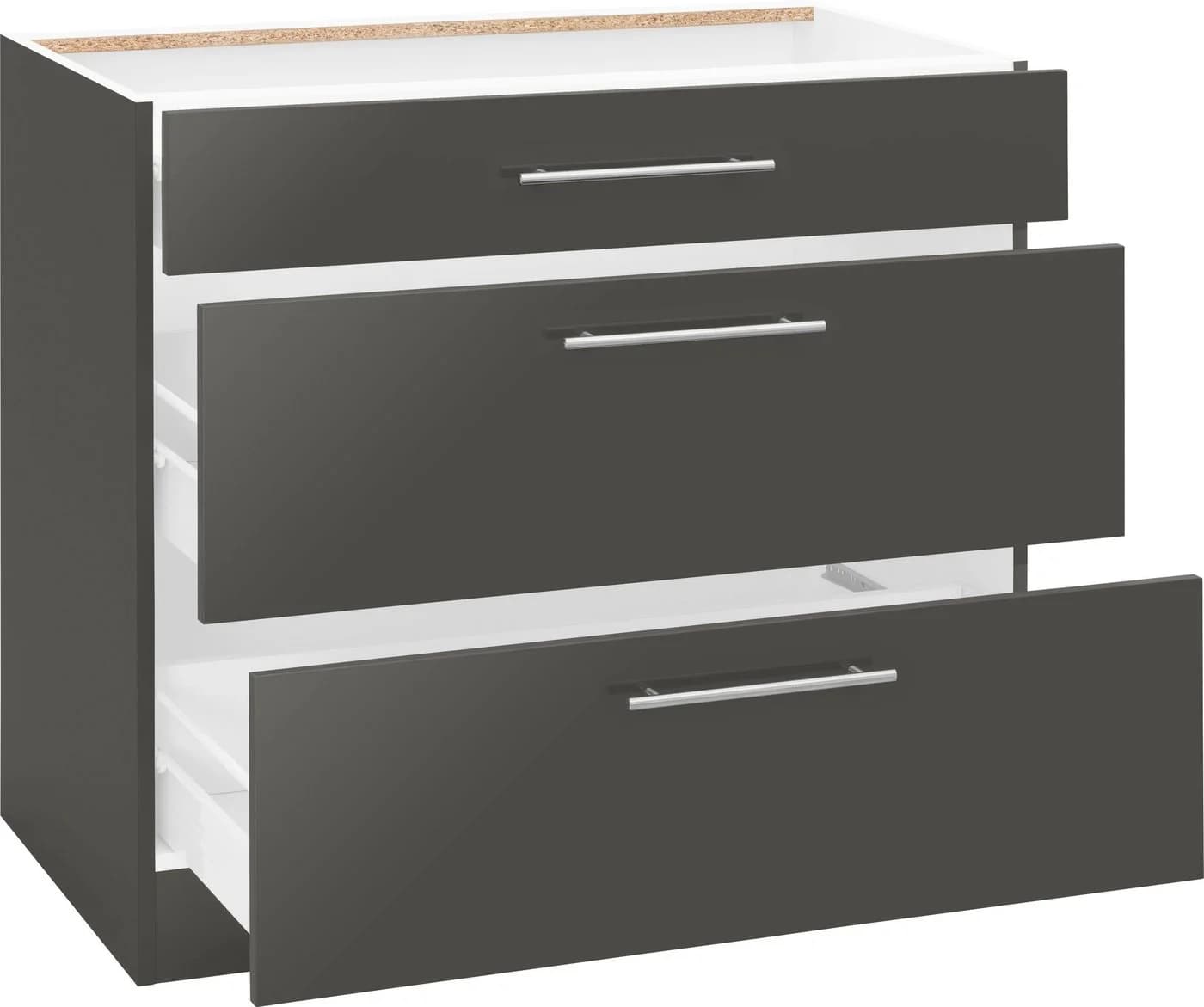 WIHO KÜCHEN Cali Unterschrank Anthrazit Glanz/Matt 90cm - Bild 3