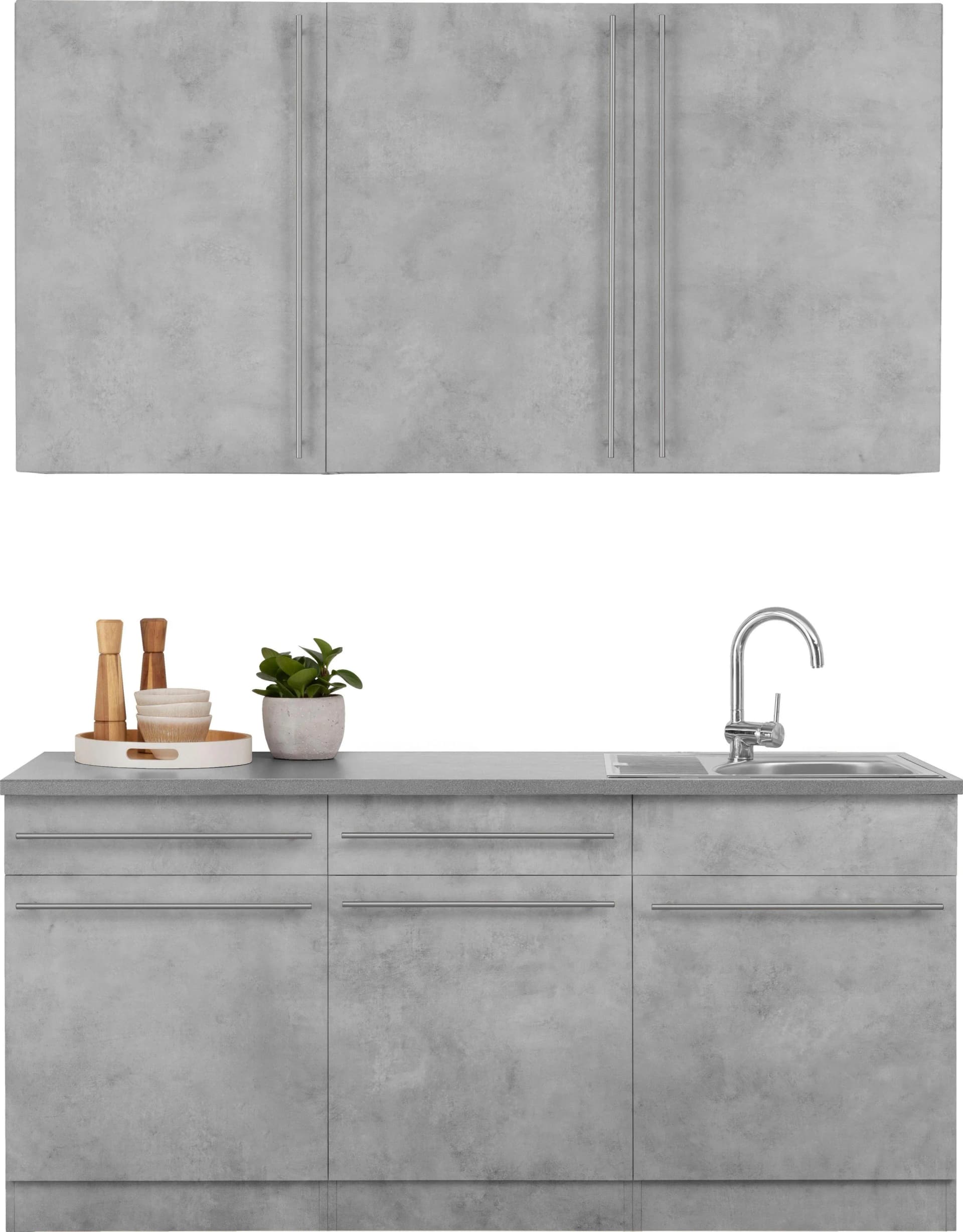 Wiho-Küchen Chicago Küche Grau 180cm mit Spüle