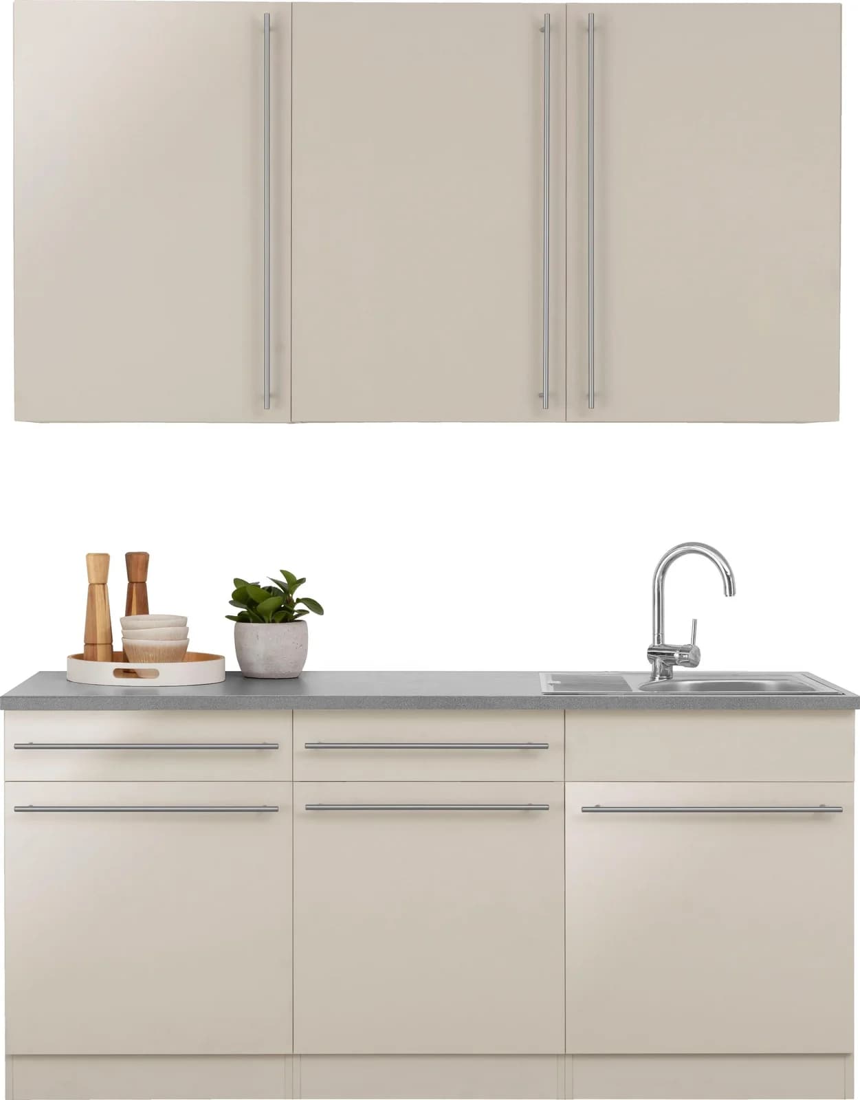 WIHO KÜCHEN Chicago Komplettküche Beige Grau 180cm