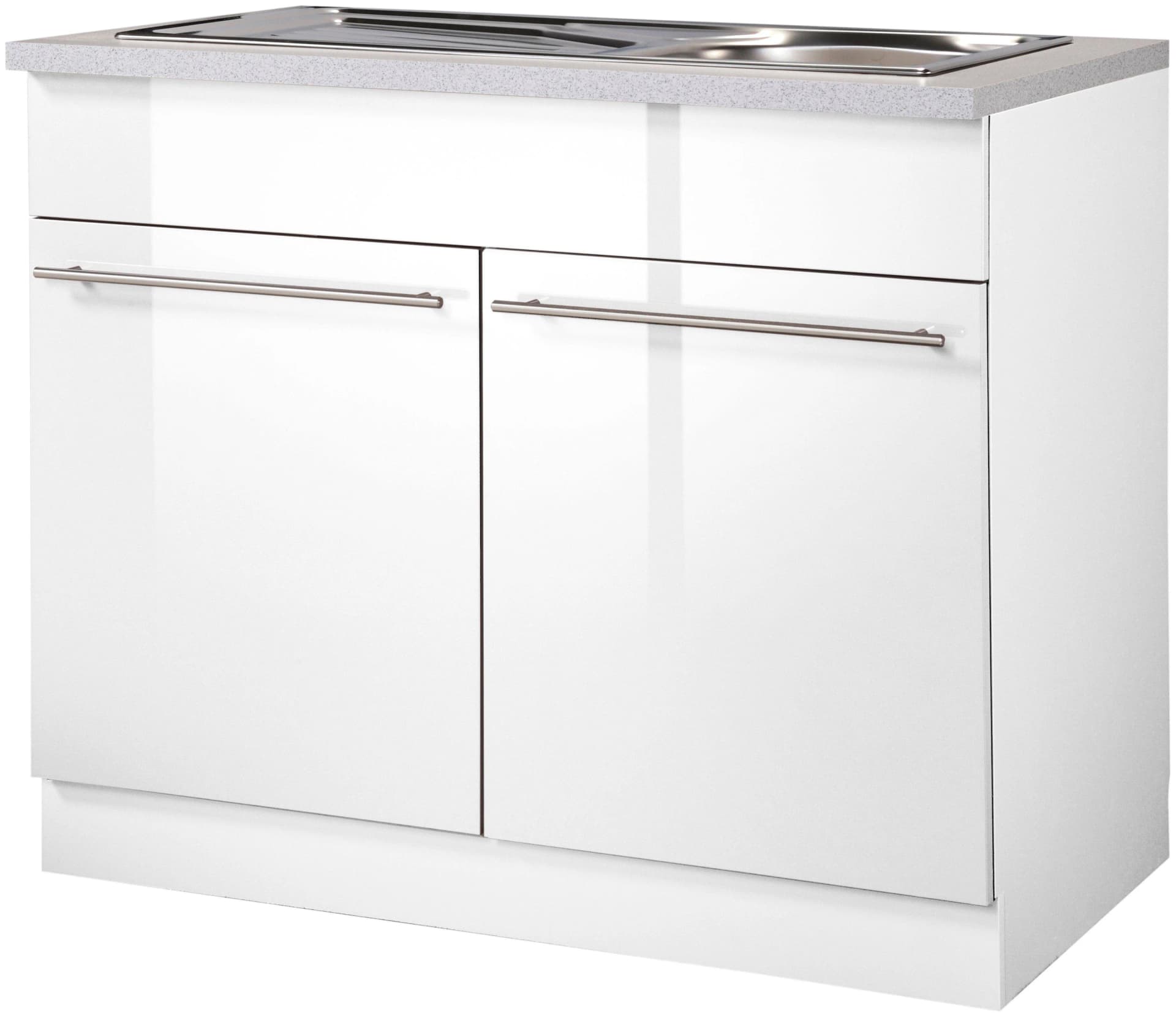 Wiho Küchen Spülenschrank Chicago Weiß Glanz mit Spüle