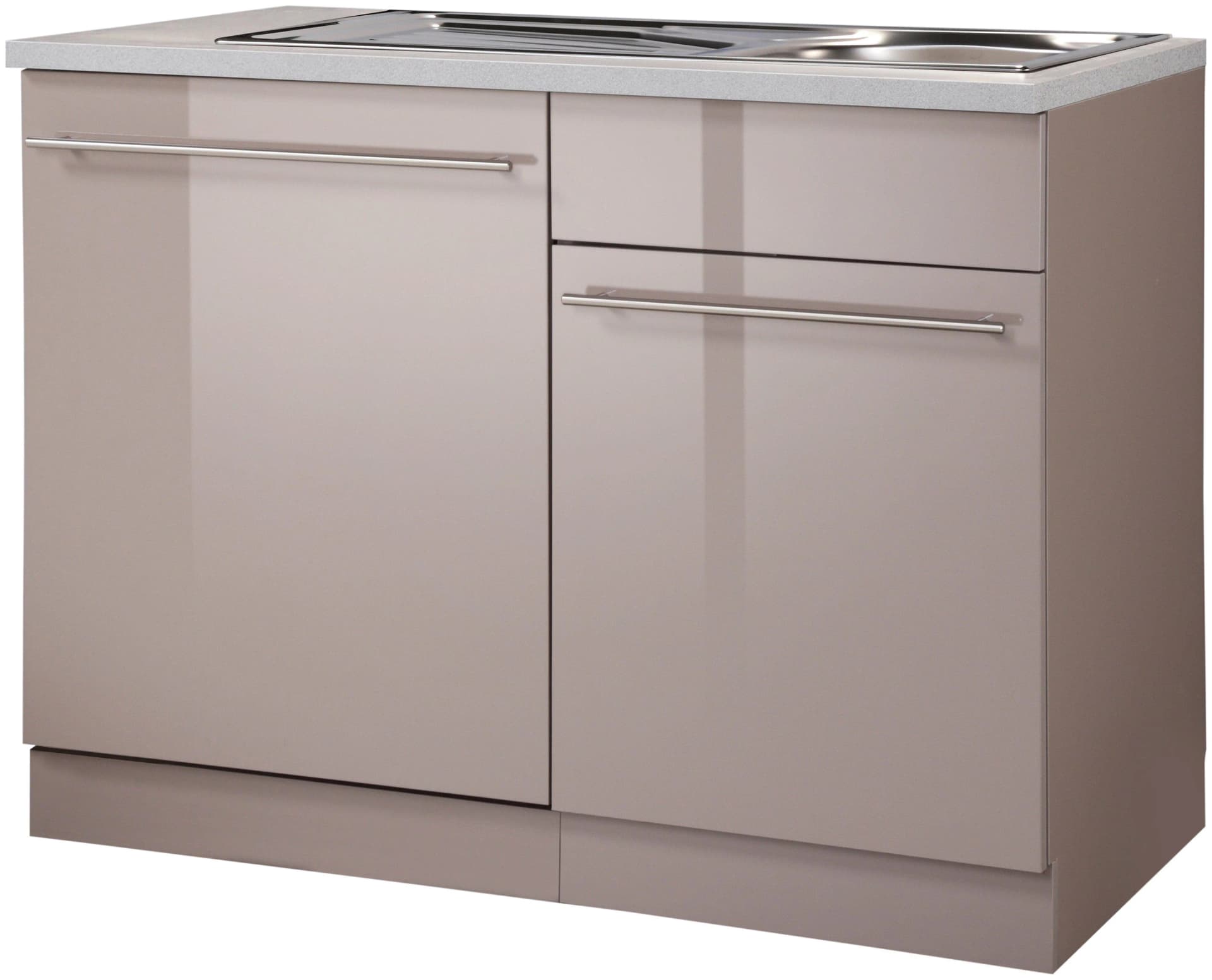 Wiho Küchen Spülenschrank Chicago 110 cm Braun/Grau