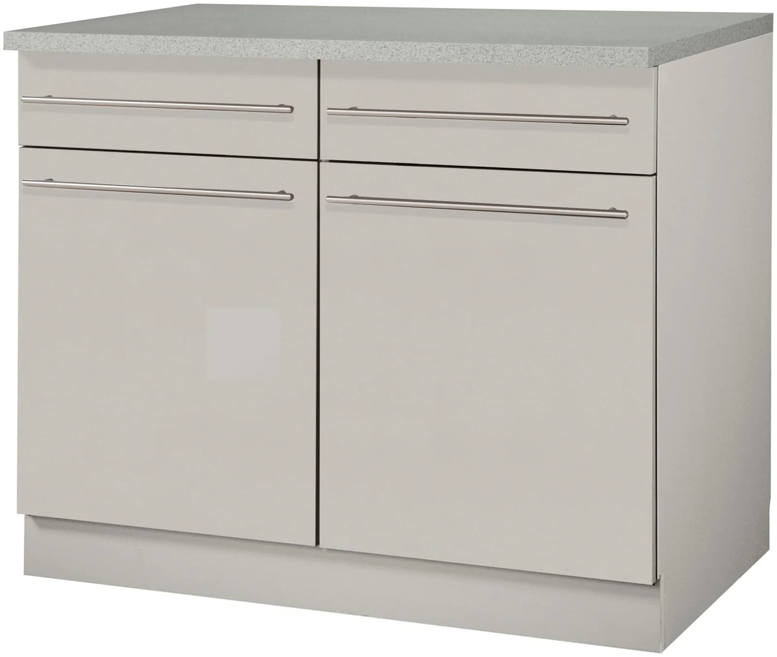 Wiho Küchen Unterschrank Chicago 100cm Beige Grau 2 Schubkästen 2 Türen