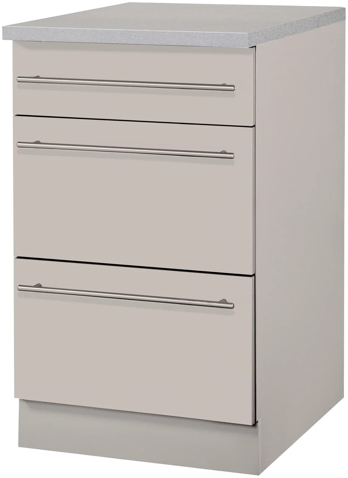 Wiho Küchen Unterschrank Chicago Beige Grau 50cm mit 2 Auszügen
